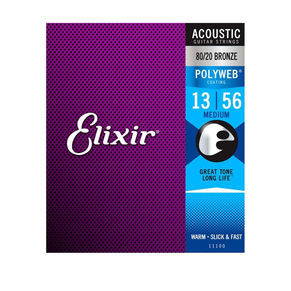 Used Elixir Medium Acoustic 80/20 Bronze with POLYWEB® Coating