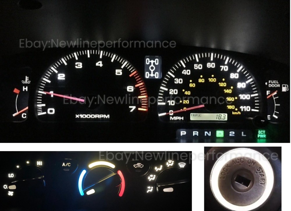 White Cluster + Climate Control + Ring LED Bulbs for Toyota 4Runner 2001-2002