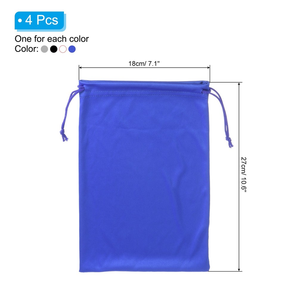 4 Pack Ski Goggle Bag Snow Goggles Case Drawstring Pouch Black Gray White Blue