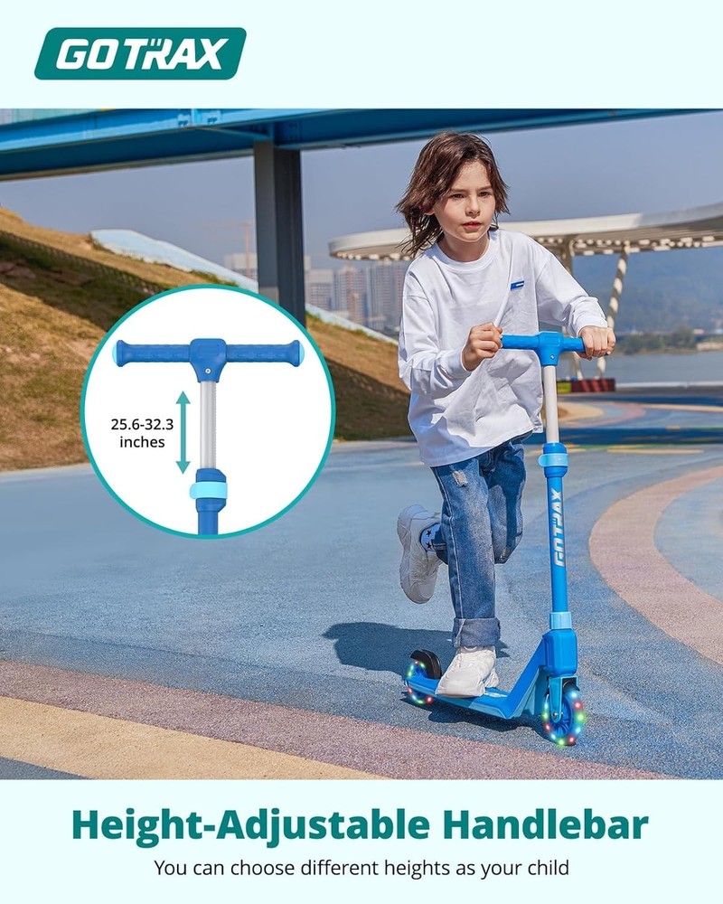 Scooter 5" LED Lighted Wheels, Adjustable Handlebars Lightweight, Anti-Slip Deck