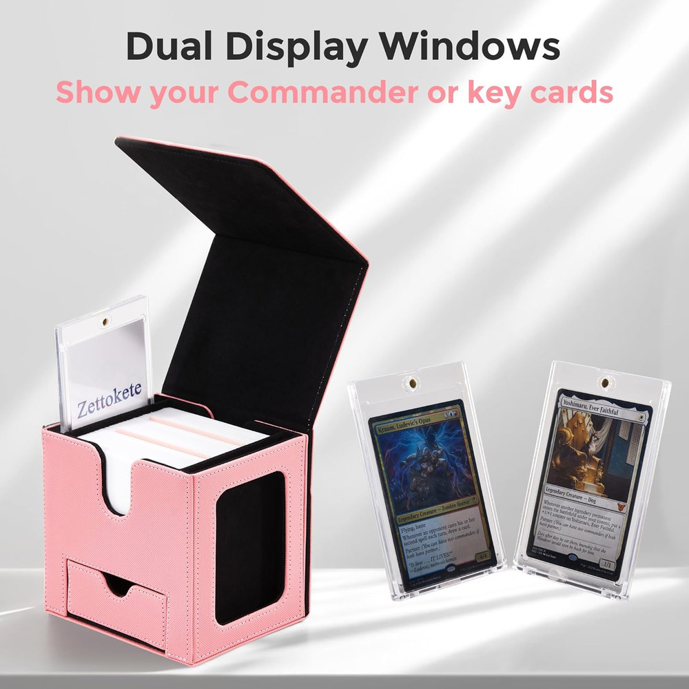 MTG Commander Deck Box – Patented Design with Dual Display Windows, Fits 100 Dou