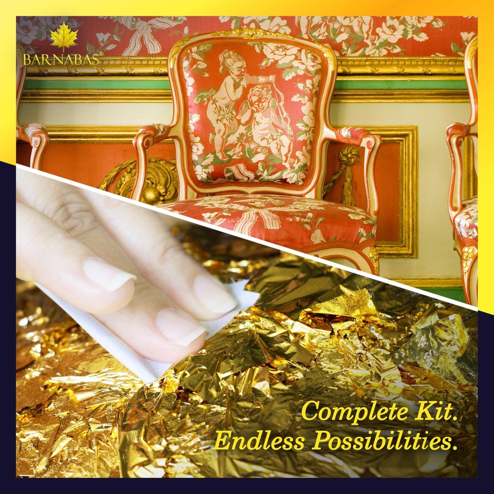 Barnabas Gold Leaf Kit – 25 Standard Gilding + 25 Foil Sheets,