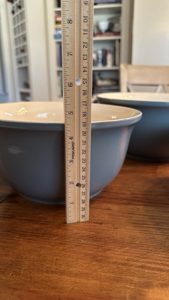 Ceramic Nesting Mixing Bowl Set 3 Blue And White Heavy Unbranded 10” Diameter