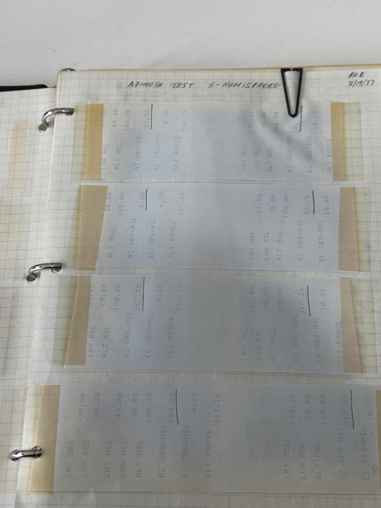 Satellite Tracking Antenna Trajectory Calculation Ephemera HP 9820 Program Notes