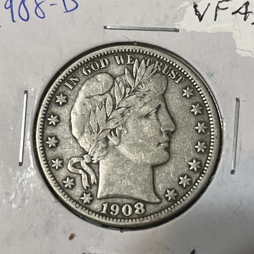 1908-D Barber Half Dollar  Very Fine