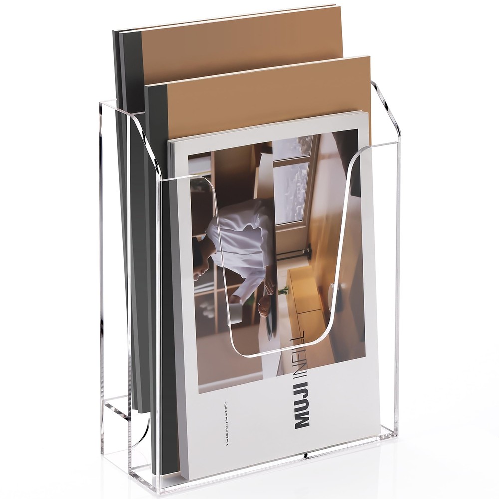 Acrylic File Folder Holder Vertical File Storage Clear Desktop Organizer 2 Po...
