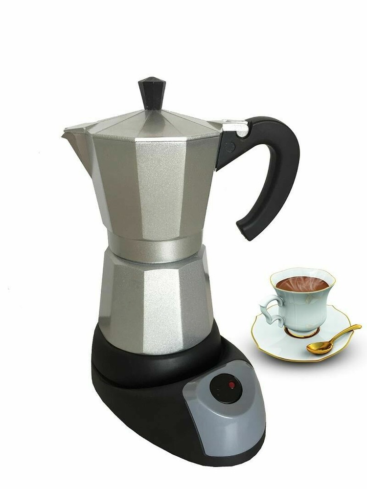 6 Cups Aluminum Electric Coffee Maker, 480 W, Silver