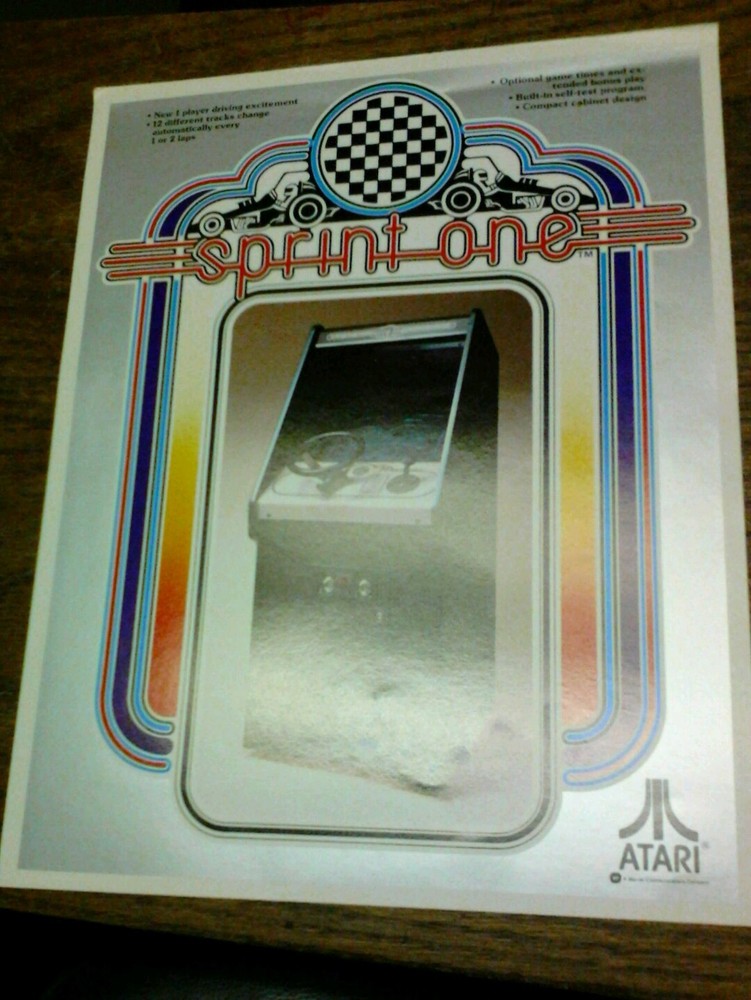 Atari SPRINT ONE Arcade Video Game flyer- original