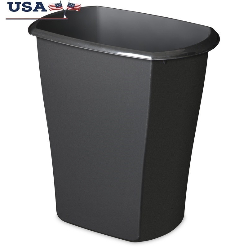 Plastic Trash Can Rectangular Wastebasket Indoor Open Top Handle Home Office New