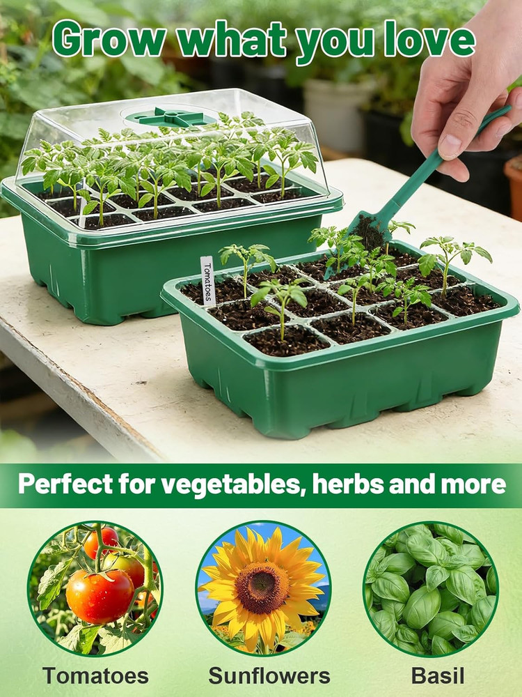 3 Pack Seed Starter Kit with 36 Coco Coir Pellets - 36 Cell Seed Starter Trays w