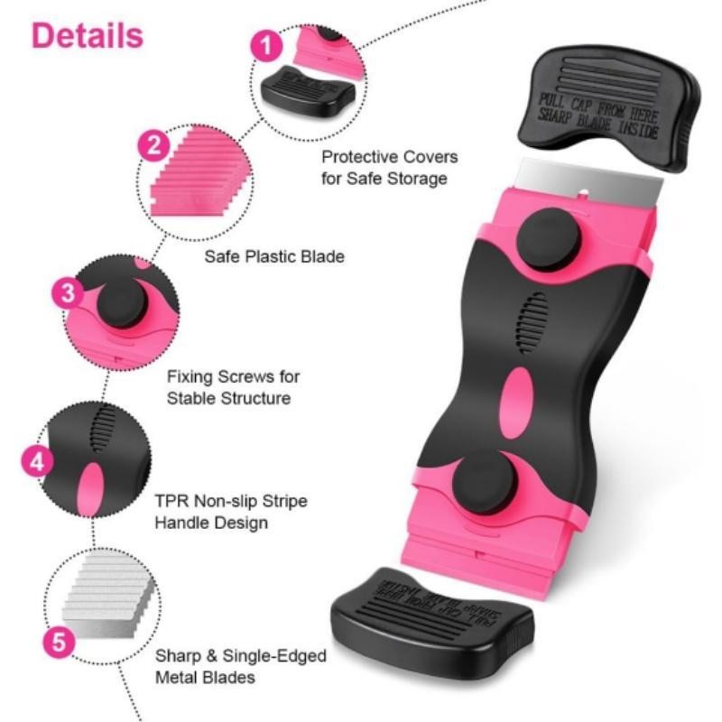 Razor Blade Scraper, Double Edged Razorblade Scraping Tool with 20 Pcs Blades