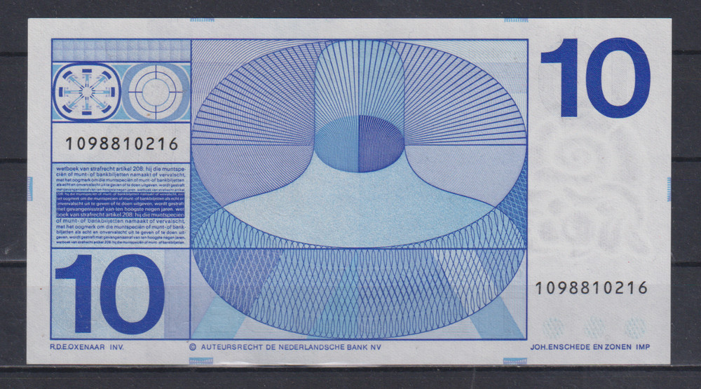 Netherlands 10 Gulden Banknote 1968 UNC & 278