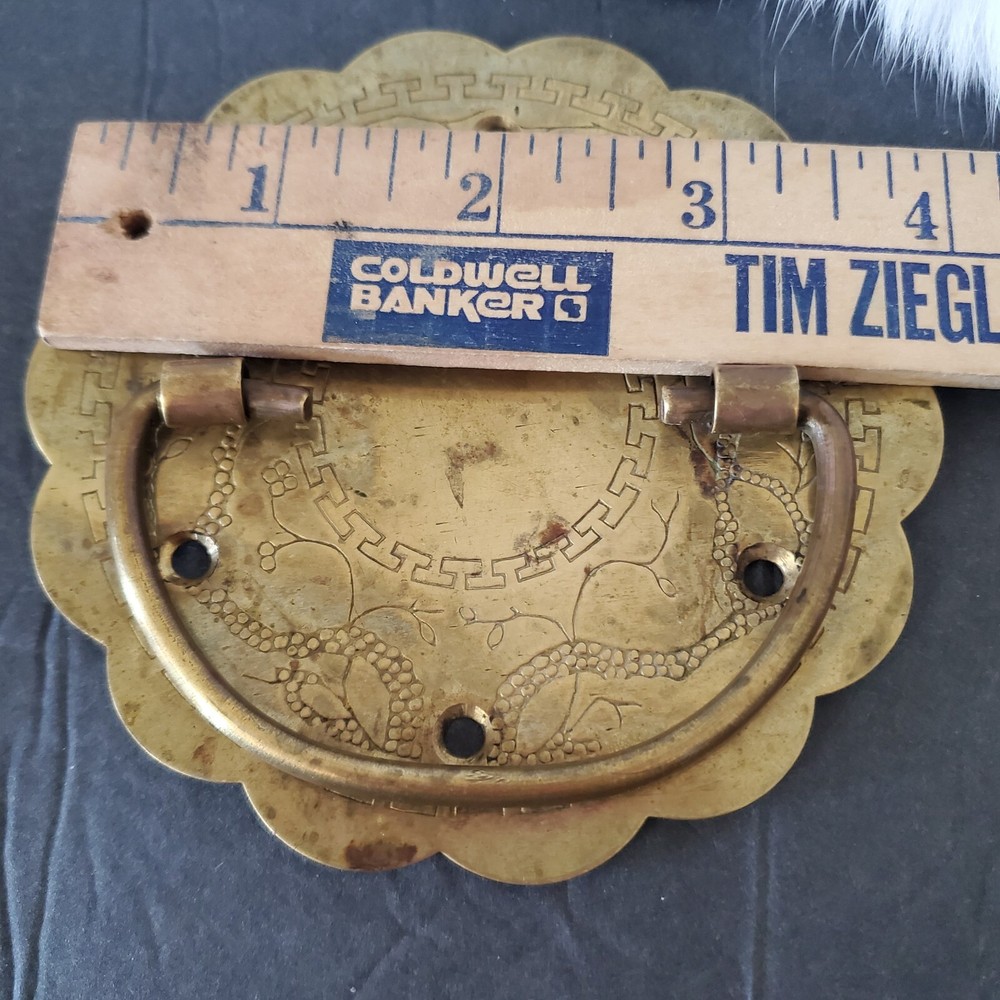 Vintage Asian Solid Brass Hardware Handles Latch for Trunk or Box