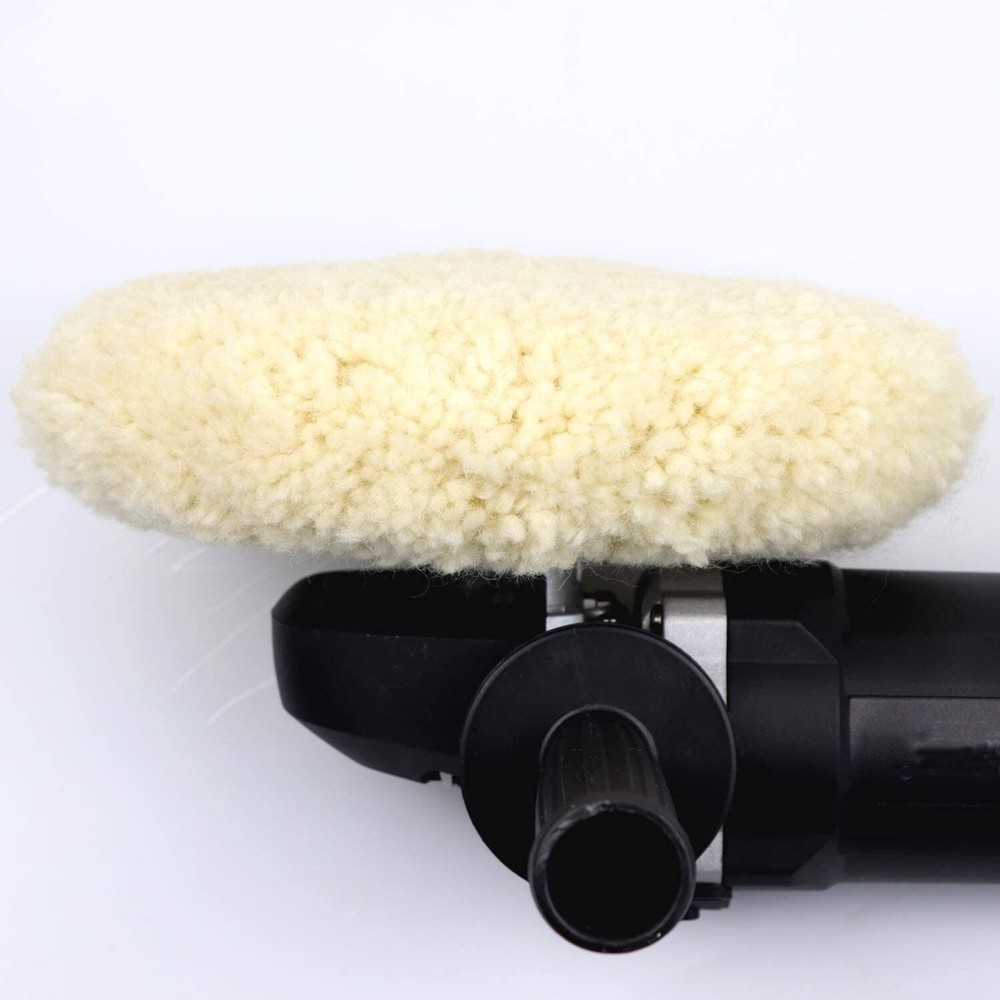 Wool 7 Inch HEAVY CUT Buffing Pad 2-Sided Compound Cutting Hook and Loop Back