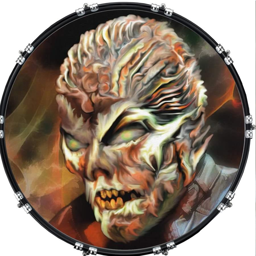 20" Custom Bass Kick Drum Front Head Graphical Graphic Horror Man 1