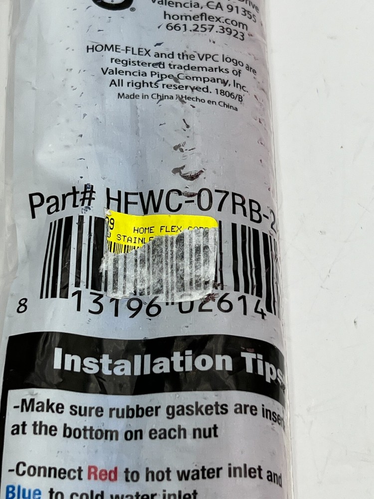 PACK OF 2 Home Flex 3/4" FIP x 3/4" FIP 24" Water Heater Connector HFWC-07RB-24