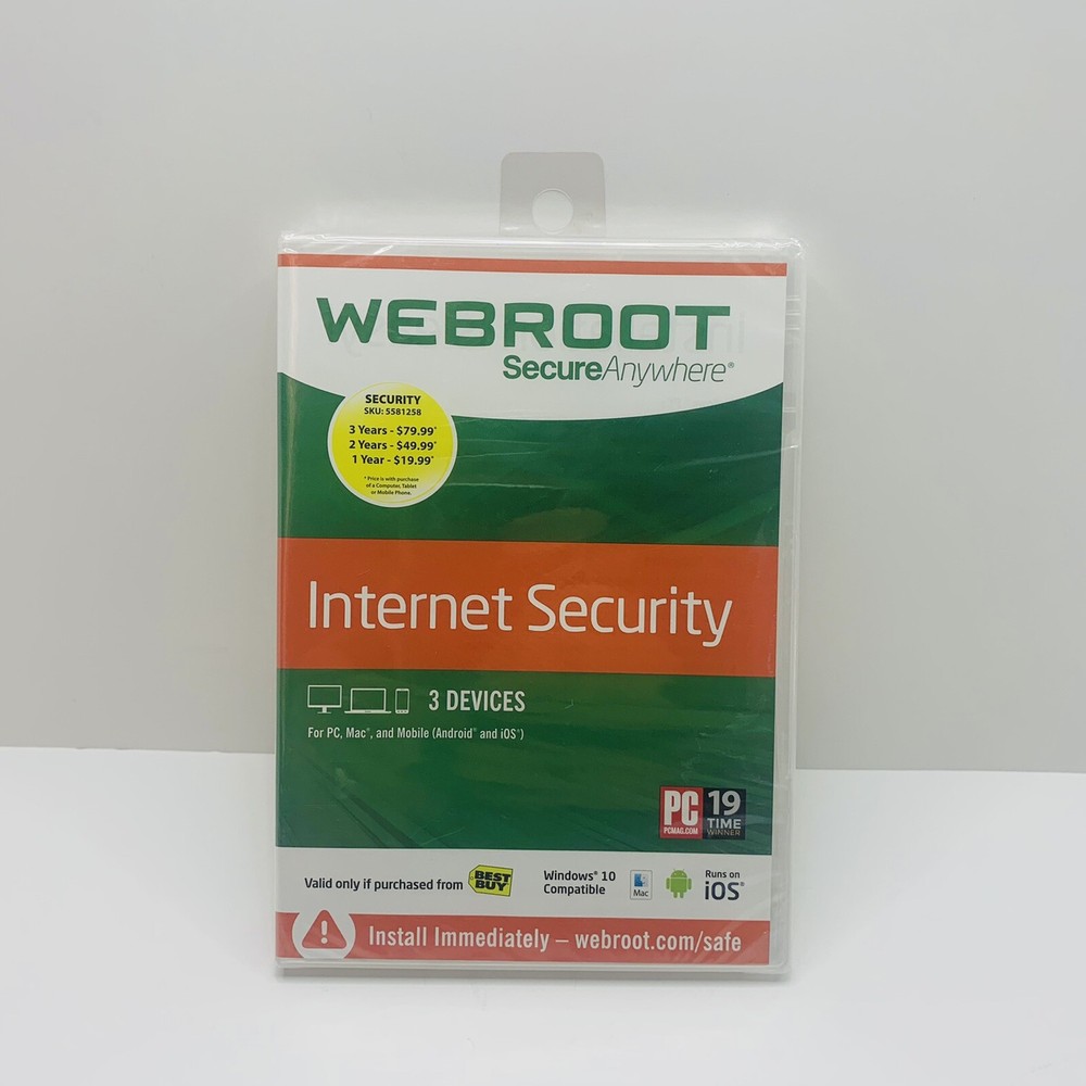 Webroot Secure Internet Security PLUS 3 Devices New Sealed