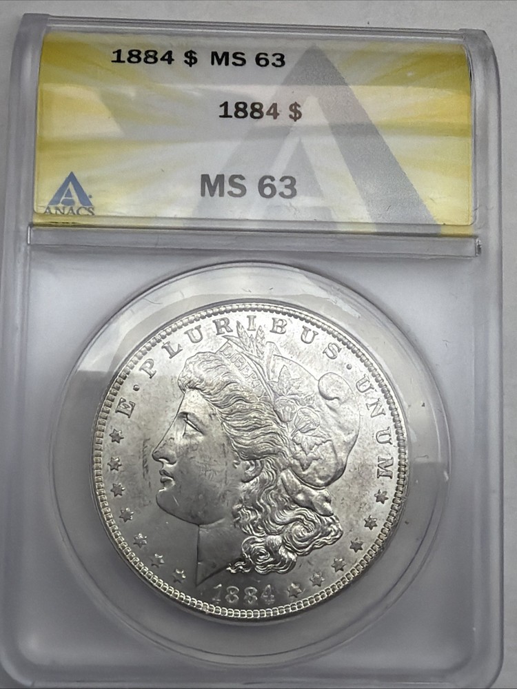1884 Morgan Silver Dollar ANACS MS63 90% Silver