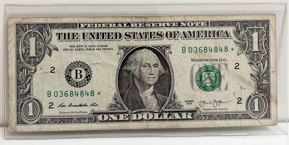 $1 2013 B Duplicate DC Star Note B03614735