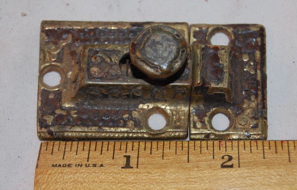 Ornate Antique Victorian Brass Cupboard Latch