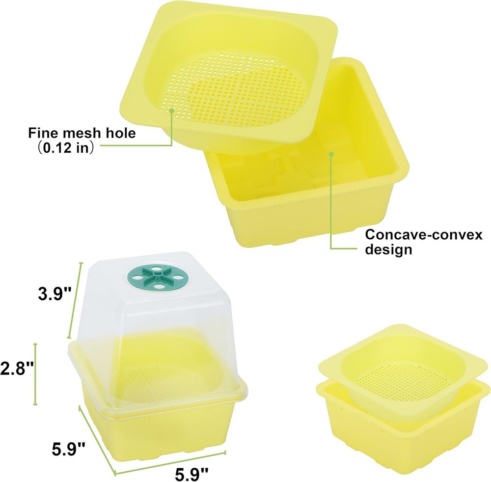 4 Pcs Microgreen Growing Tray & Sprouting Tray, Reusable BPA Free Seed Sprouting