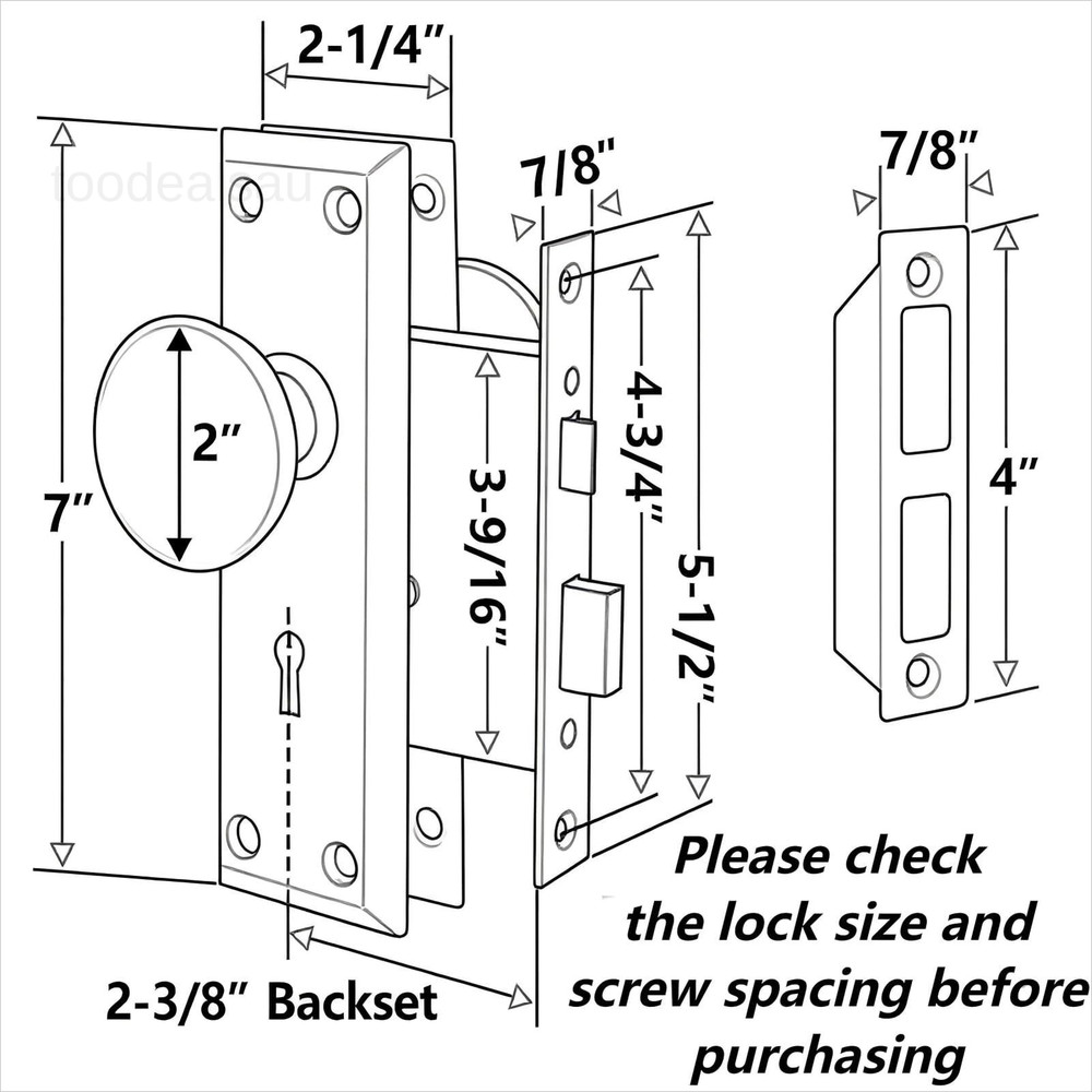 Vintage Mortise Lock Set for Interior Doors – 1 Pack, Matte Black