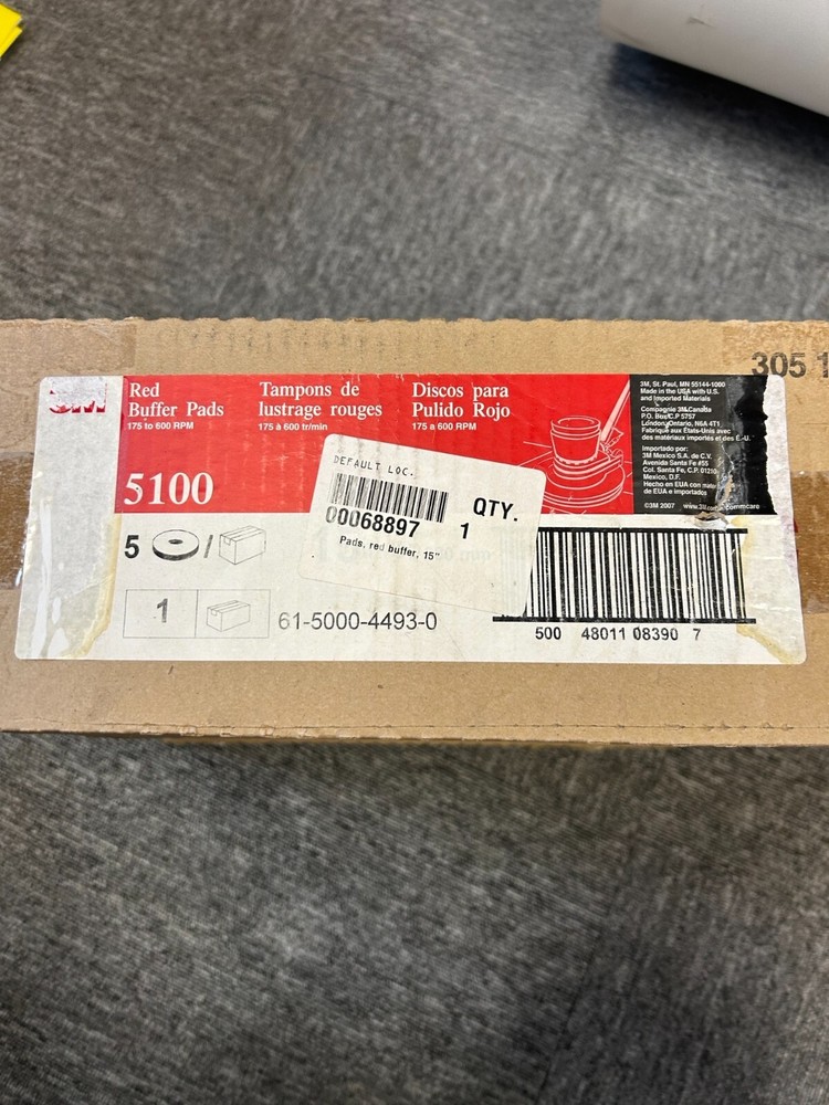 3M Red Buffer Pad 15" 5100 (5 Pk.)