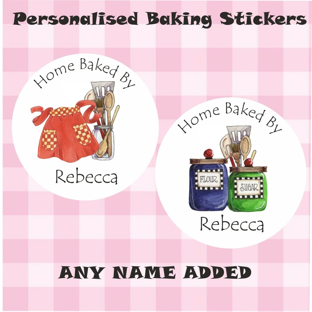 Personalised Home Baked By  Baking Labels Stickers