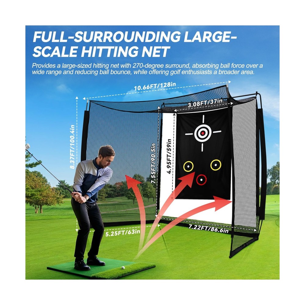 Golf Practice Hitting Net with HD Simulator Screen and Target Cloth, 10x8 FT ...