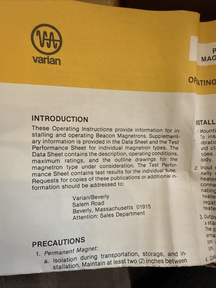 Varian Pulse Beacon Magnetron VMC-1280