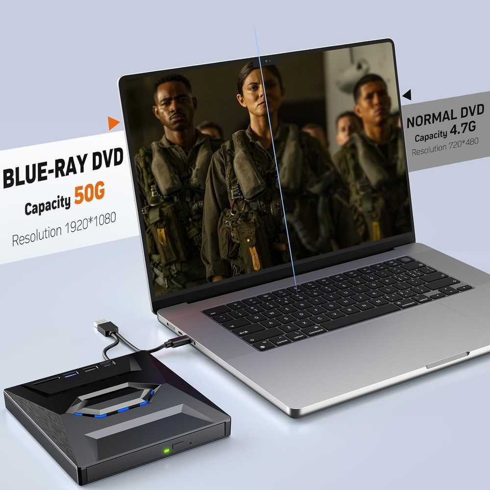 External Blu Ray Drive,Portable Bluray Player Writer Reader,CD Burner with USB 3