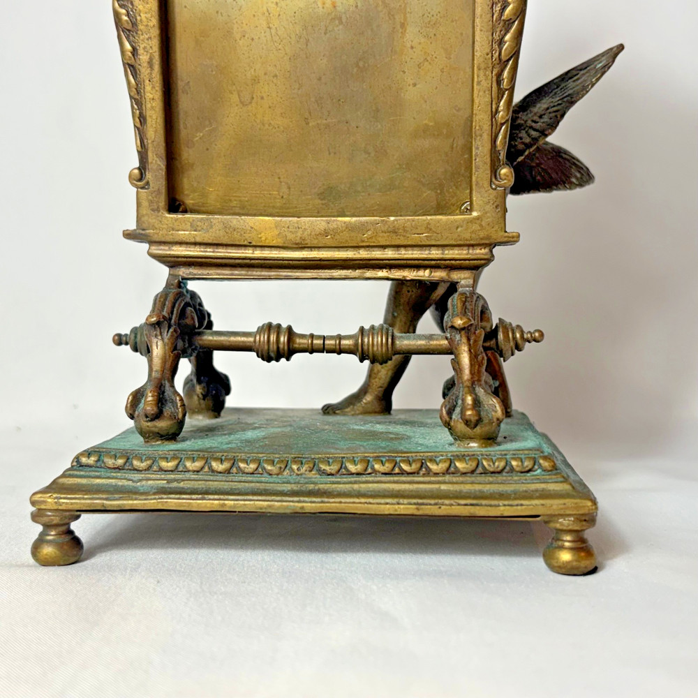 Antique Brass Mirror Table Top Cherub Angel Painter