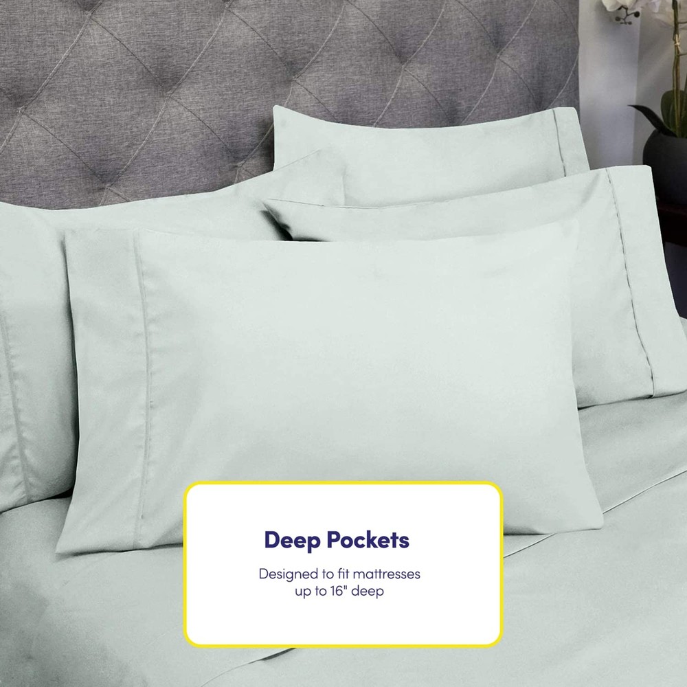 Queen Sheets Mint - 6 Piece 1500 Supreme Collection Fine Brushed Microfiber D...