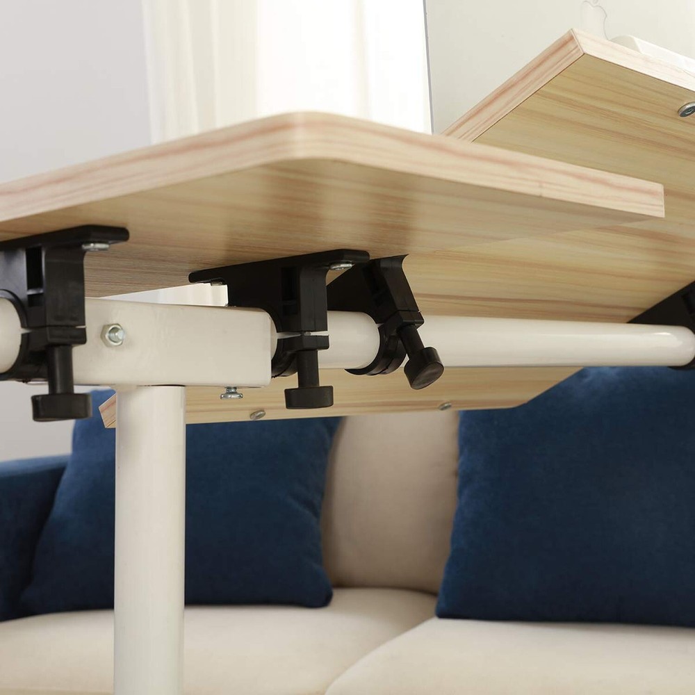 Tilting Overbed Table with Wheels Rolling Laptop Table Overbed Desk Rolling L...