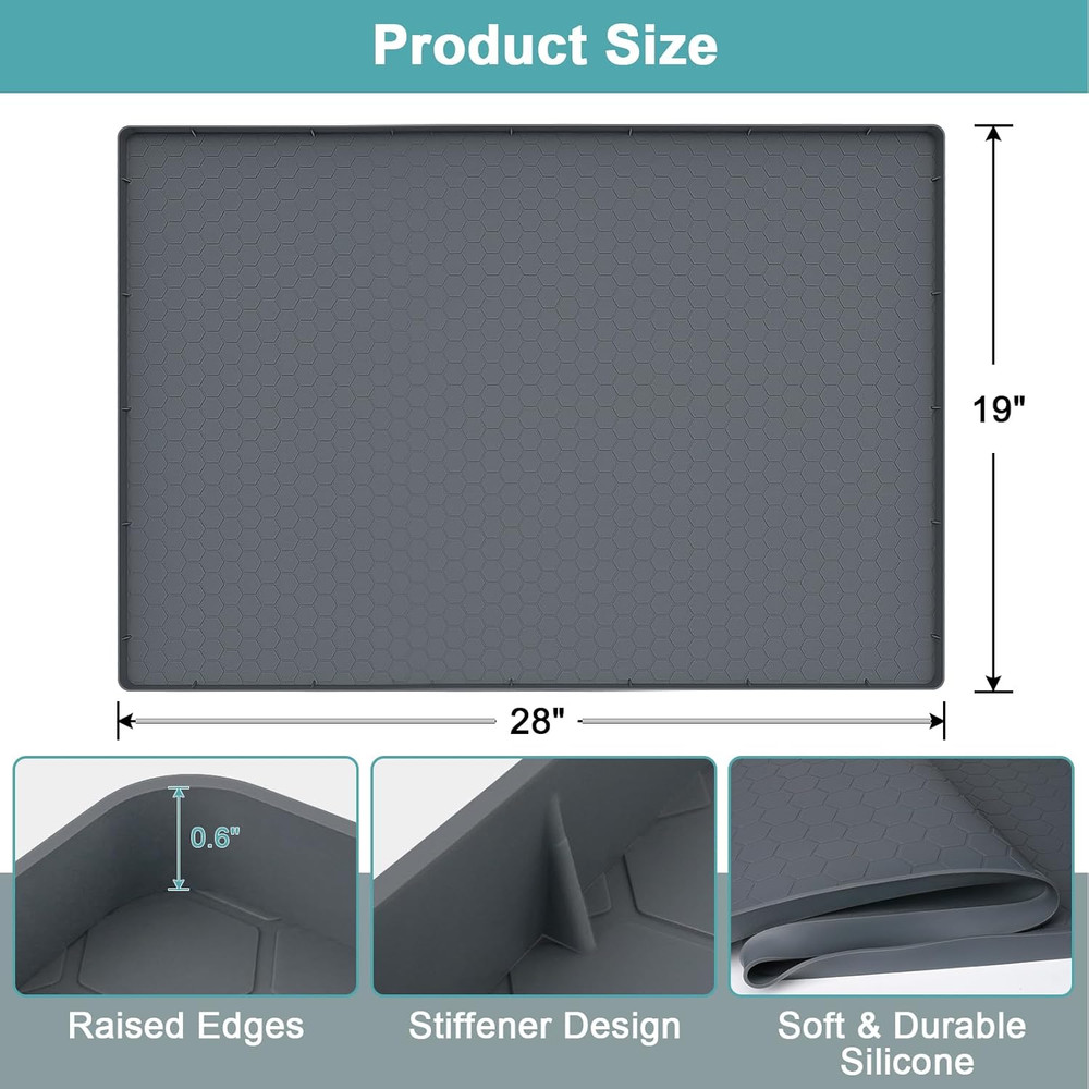 Waterproof under Sink Mat, 28" X 19" Silicone under Sink Mats for Kitchen, under
