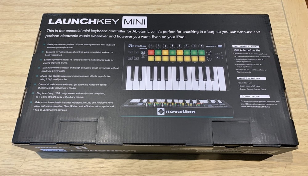 Novation Launchkey Mini MK2 25-Key USB MIDI Keyboard Controller, Pad Triggers