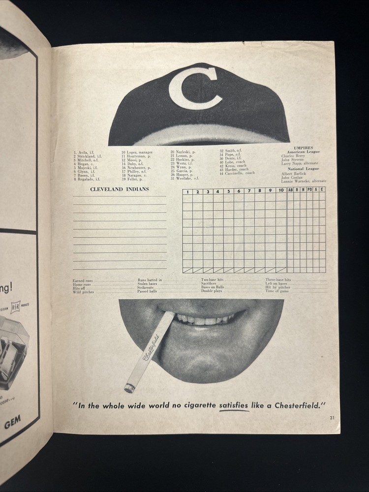 1954 NY Giants World Series Program vs Indians @ Polo Grounds - Unscored - EX