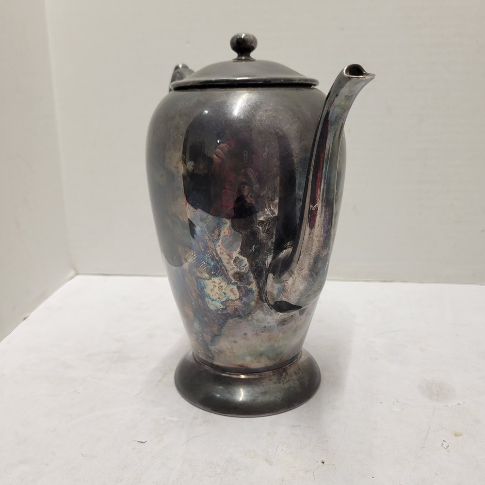 Vintage 8” Academy Silver On Copper Teapot Uncleaned
