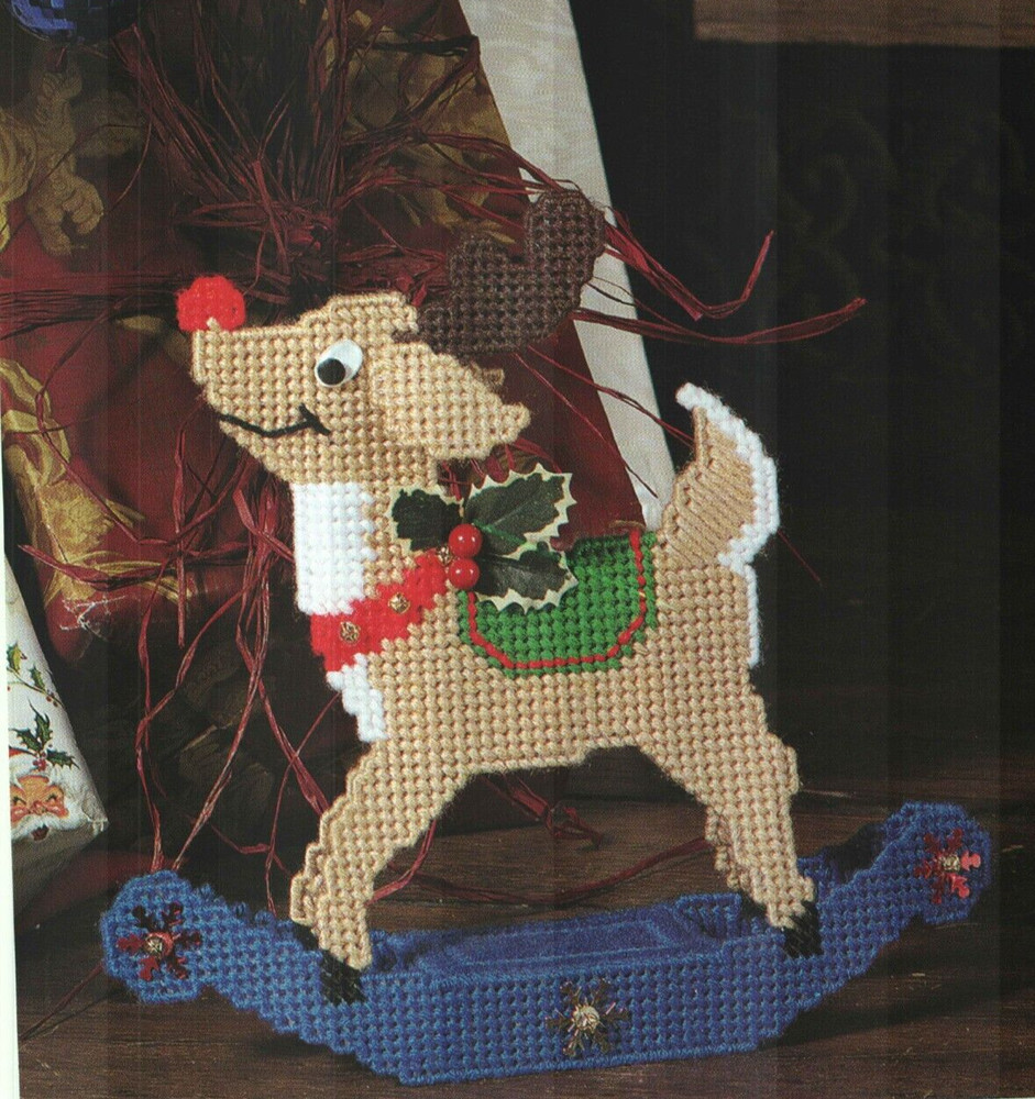 ROCKING RUDY REINDEER & HOLIDAY LIGHTHOUSE PLASTIC CANVAS PATTERN INSTRUCTIONS