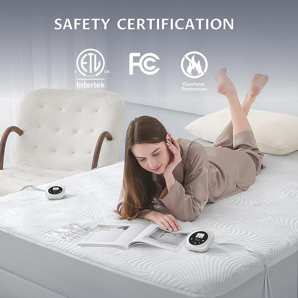 Queen Electric Heated Mattress Pad - Lighted Controls & Enhanced Safety Features