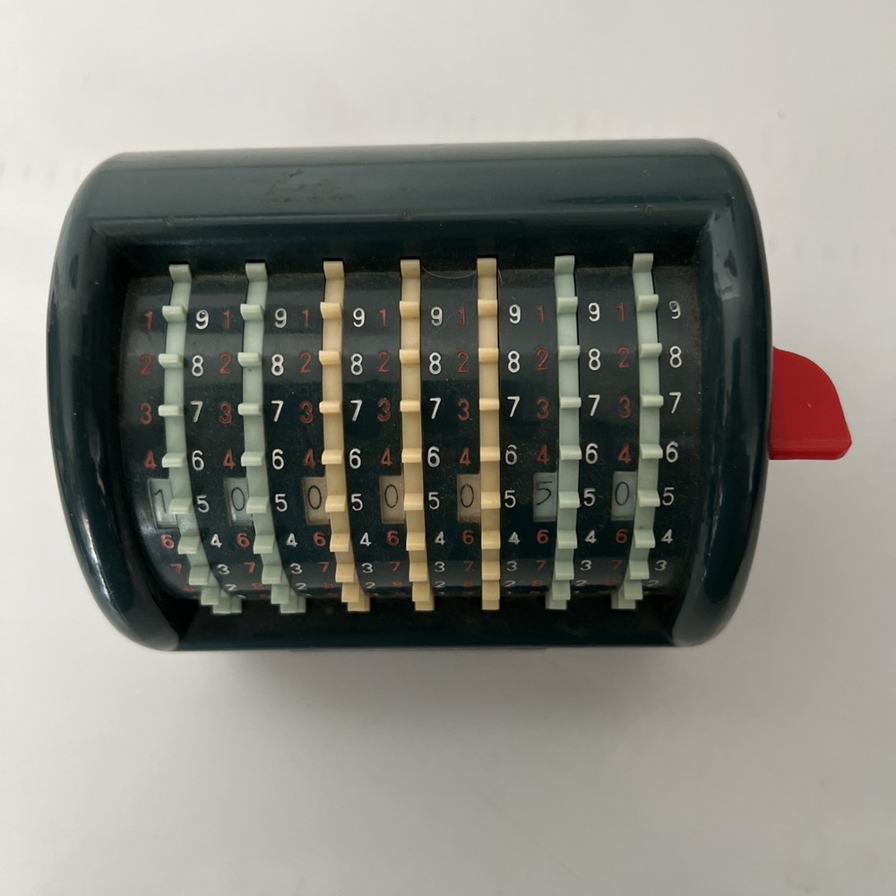 Vintage Chadwick Mini-Calculator ~ Rotary Analog Adding Machine + Cover & Box
