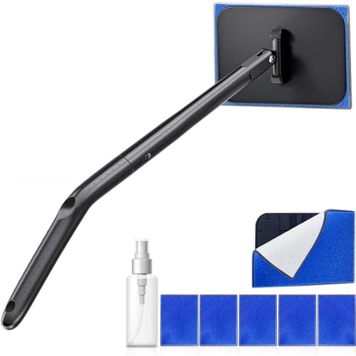 Car Windshield Cleaning Tool, Windshield Cleaner with 5 Washable and Deep Blue