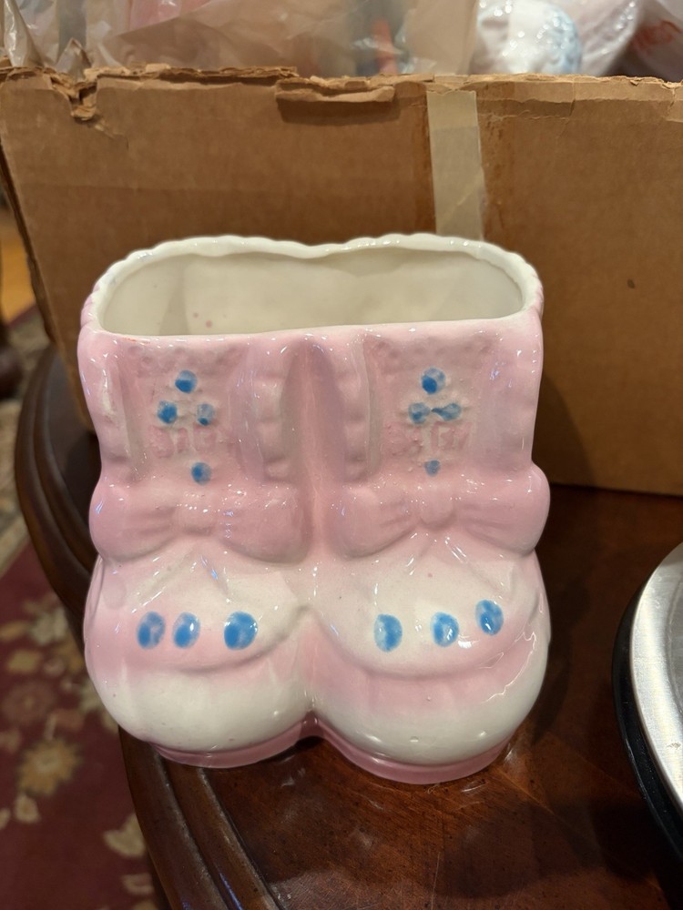 Vintage 4” Pink Booties Planter