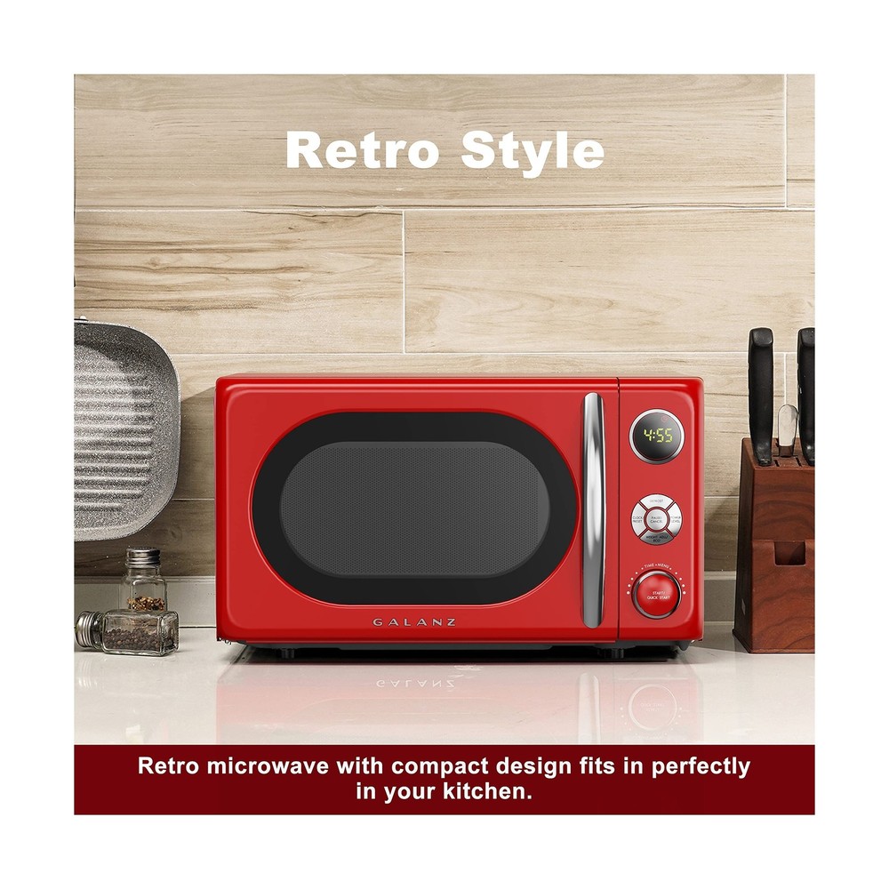 Galanz GLCMKA07RDR-07 Microwave Oven, LED Lighting, Pull Handle Design, Child...