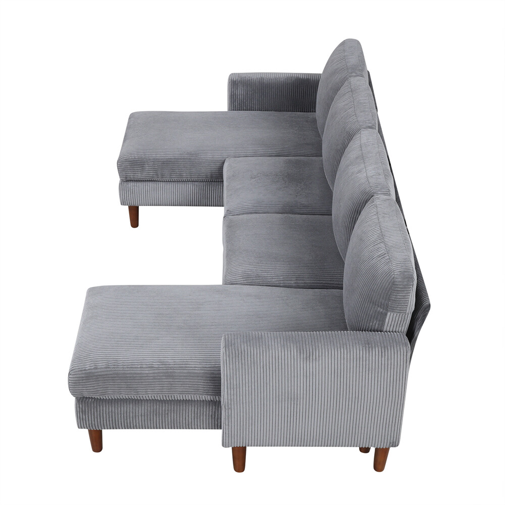 103'' U-shaped Sponge-filled Cushion Combination Sofa with Solid Wood Legs