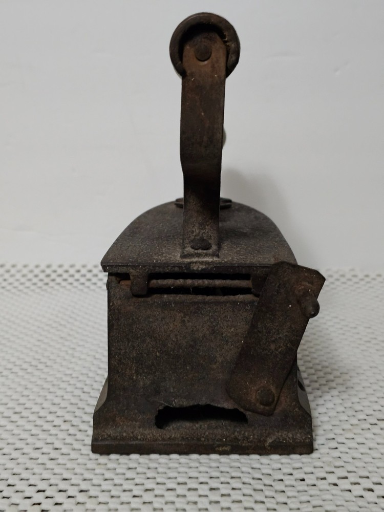 ANTIQUE CAST IRON COAL IRON WOOD HANDLE