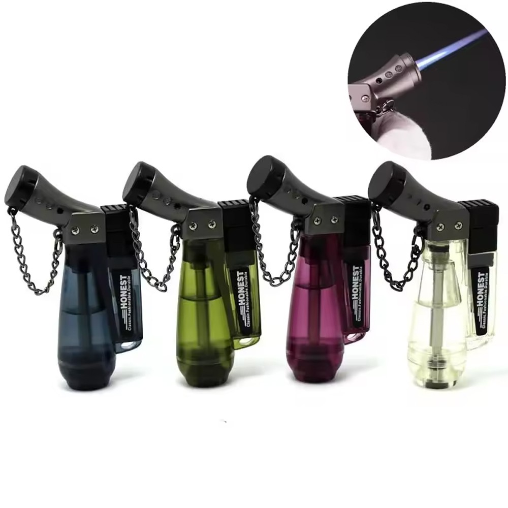 Refillable Windproof 1300'C Butane Viewable Single Flame Jet Lighter Torch