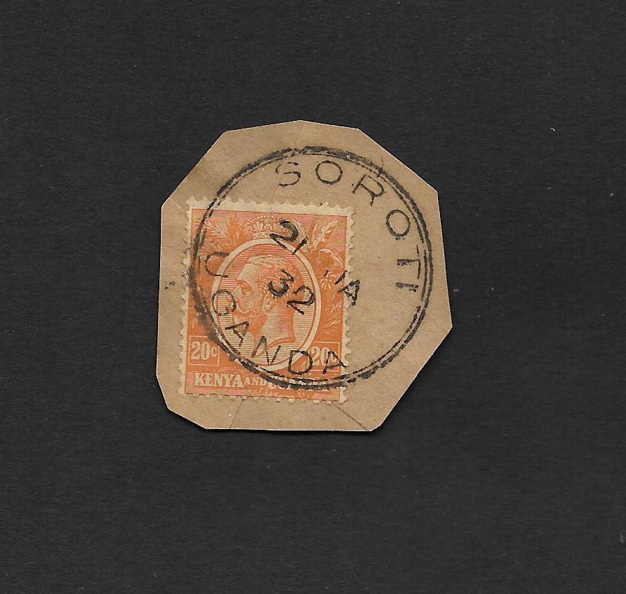 (BL) Uganda SOROTI Postmark /CANCEL 1932 Used on Piece