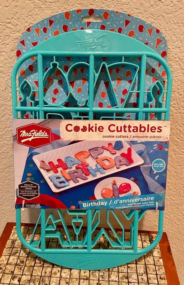 Mrs Fields Blue Cookie Cuttable Happy Birthday Set