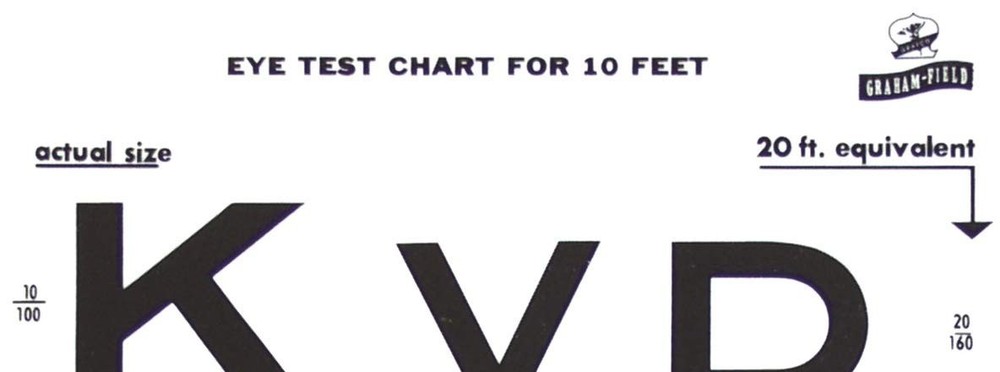Snellen Type Plastic Eye Chart - 10'